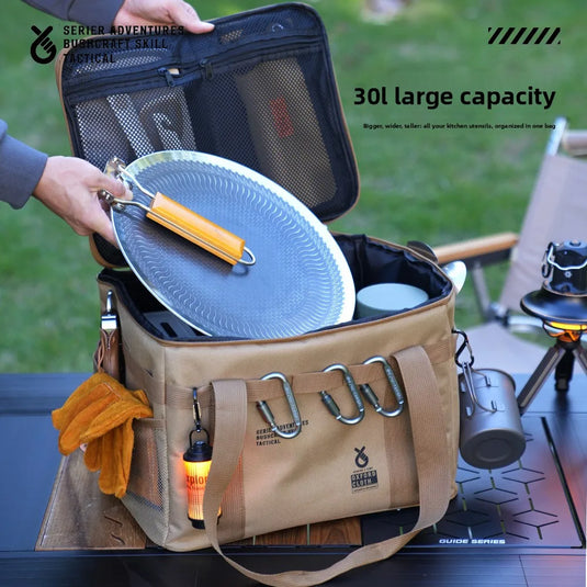Outdoor folding large capacity storage box, picnic camping equipment storage box, outdoor tactical storage bag