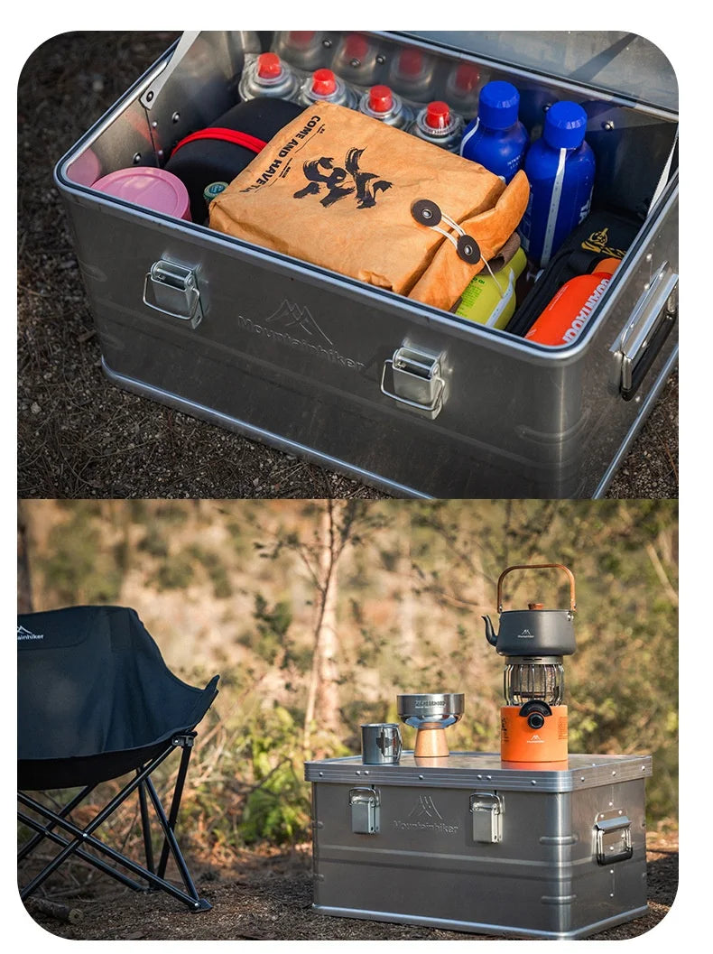 Load image into Gallery viewer, 30-80L Outdoor Storage Box Camping Picnic Travel Aluminum Alloy Large Capacity Box Accessories Storage Bag Hiking Accessories
