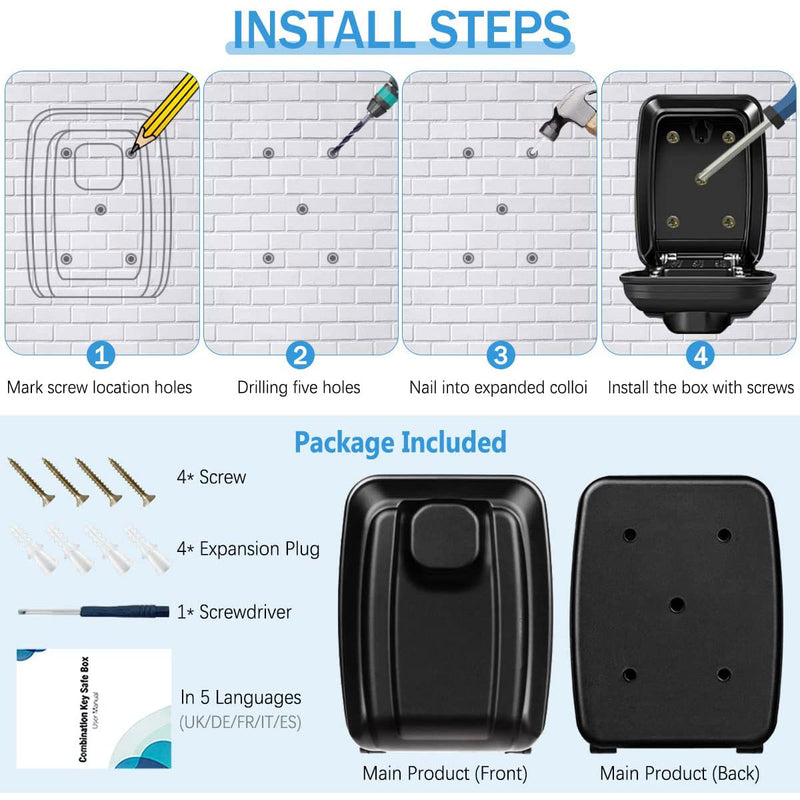 Load image into Gallery viewer, Key Lock Box Wall-Mount Secret Code Security Key Safe Secret Organizer Box No Key Home Office Weatherproof Safe Key Keeper NEW
