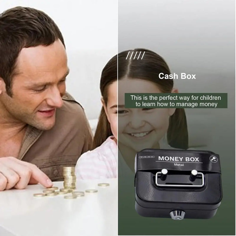 Load image into Gallery viewer, Portable Small Lock Box Security Safe Lock Boxes Mini Metal Cash Box Money Bank Metal Coin Bank Security Box Sturdy Cash Box
