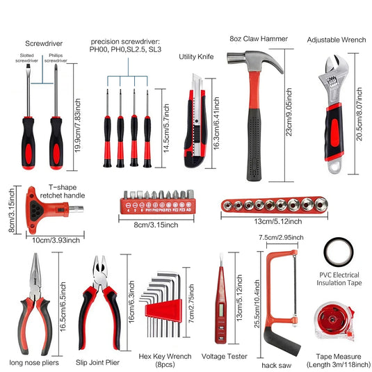 19/43/108pcs Hardware Household Hand Tool Kit Set