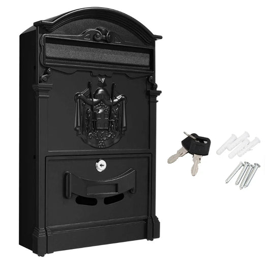 European-Style Villa Letterbox Outdoor Waterproof Mailbox Wall Mount Postbox Retro Suggestion Box with for Key Lock for