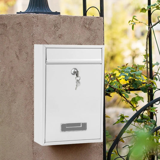 Wall Mounted Mailbox Lockable with 2 Keys Postbox Iron Post Letter Mail Insertion for Outdoor Home Office External Gate Door