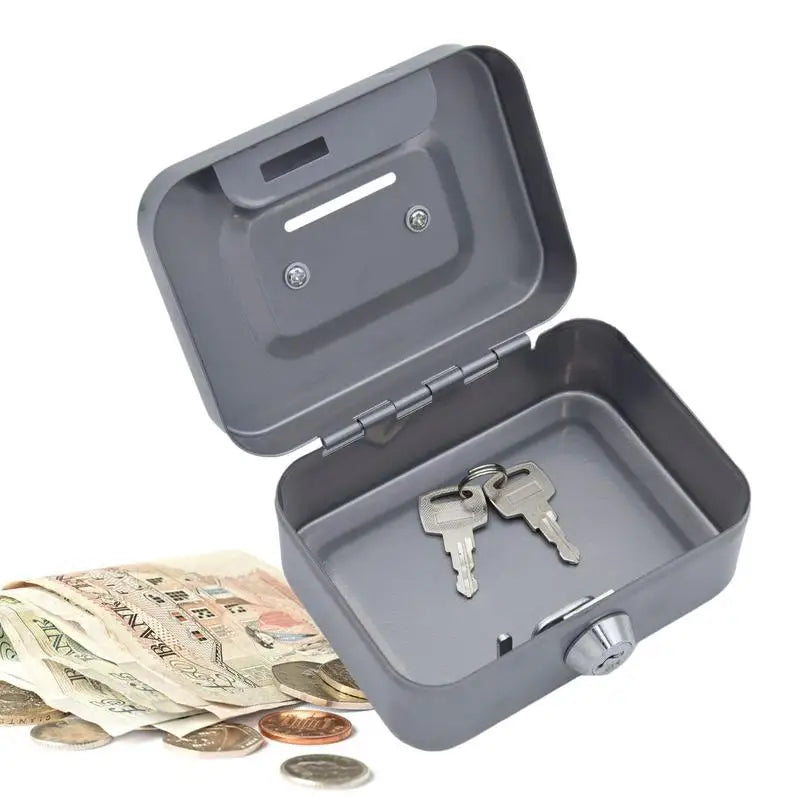 Load image into Gallery viewer, Portable Small Lock Box Security Safe Lock Boxes Mini Metal Cash Box Money Bank Metal Coin Bank Security Box Sturdy Cash Box
