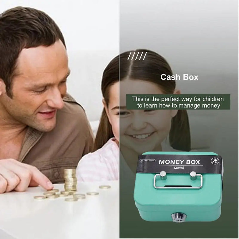 Load image into Gallery viewer, Portable Small Lock Box Security Safe Lock Boxes Mini Metal Cash Box Money Bank Metal Coin Bank Security Box Sturdy Cash Box
