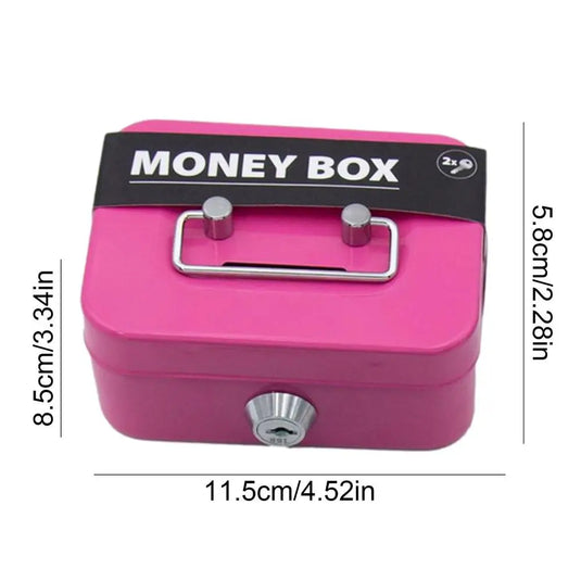 Portable Small Lock Box Security Safe Lock Boxes Mini Metal Cash Box Money Bank Metal Coin Bank Security Box Sturdy Cash Box