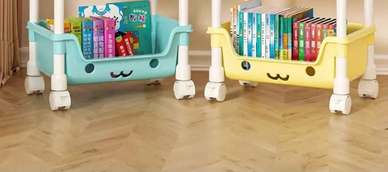 Load image into Gallery viewer, Toy Storage Cart Children's Toy Storage Rack and Shelf Rotating Bookshelf Household Mobile Handcart Living Room Storage Rack
