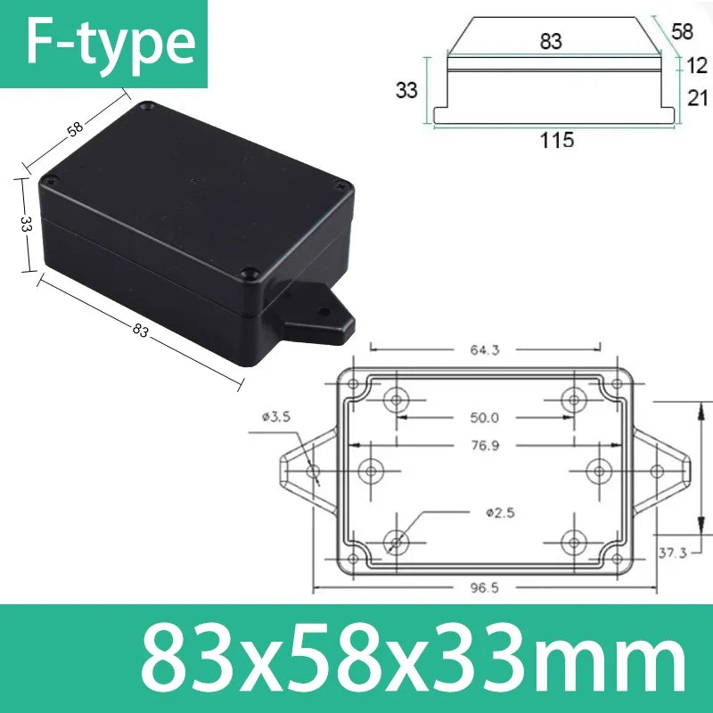 Load image into Gallery viewer, ABS Waterproof Box Housing Electronic Safe Case Plastic Boxes Black Wire Junction Box Plastic Organizer IP67 Waterproof Enclosur

