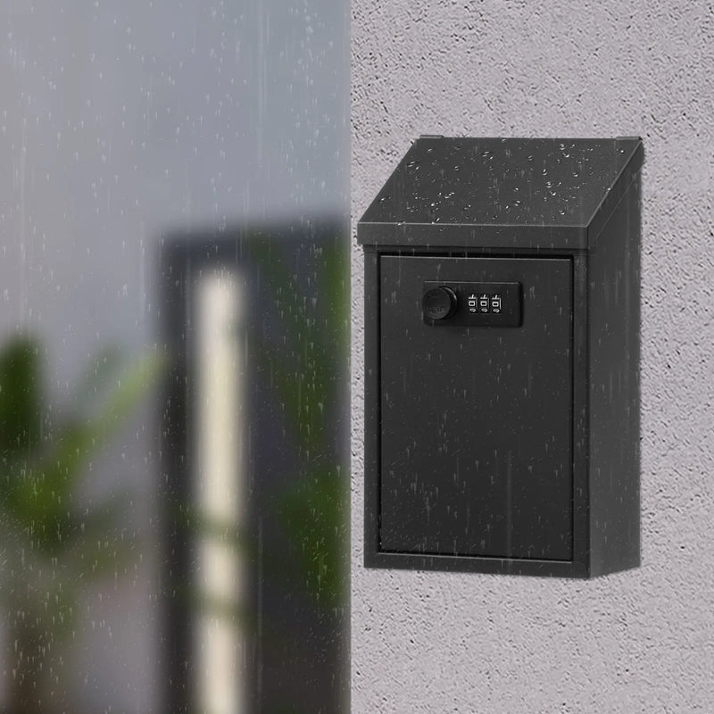 Load image into Gallery viewer, Metal Locking Mailbox Wall Mounted Hanging Mailbox Lockable Outdoor Mail Box for House Ballot Donation &amp; Collection Key Drop Box
