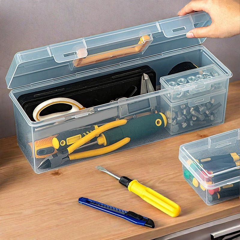 Load image into Gallery viewer, Transparent Handheld Toolbox Portable Large Capacity Thickened Plastic Hardware Tool Storage Box With Handle Tool Organizer Box
