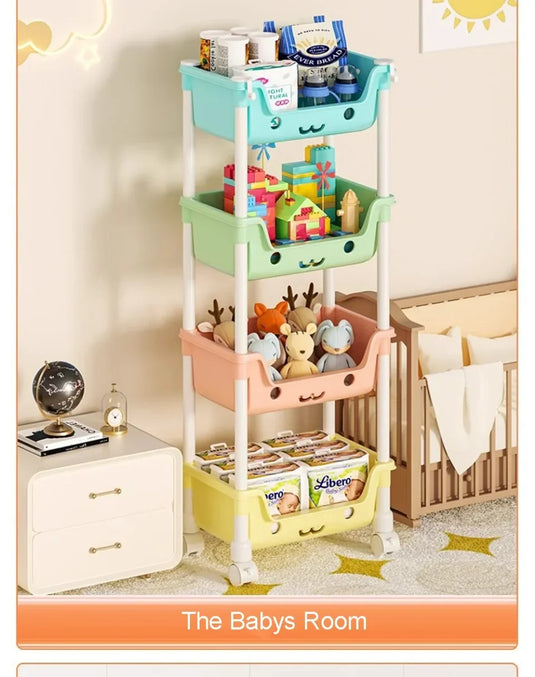 Toy Storage Trolley Bookshelf Kitchen Organizer Bathroom Accessories Snack Rack for Children Storage Organizer Kitchen Storage