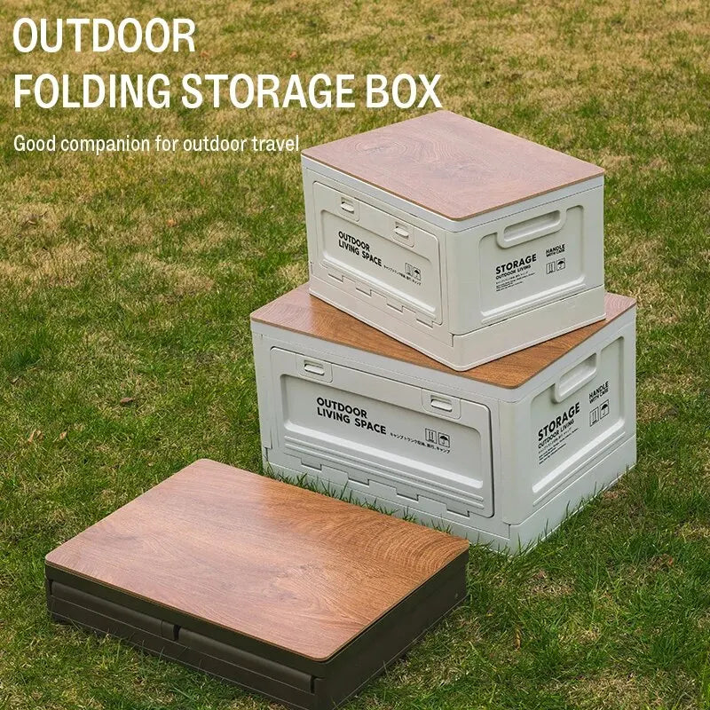 Load image into Gallery viewer, Outdoor Storage Box Camping Folding Box Camping Organizer Car Trunk Wooden Lid Industrial Air Storage Box
