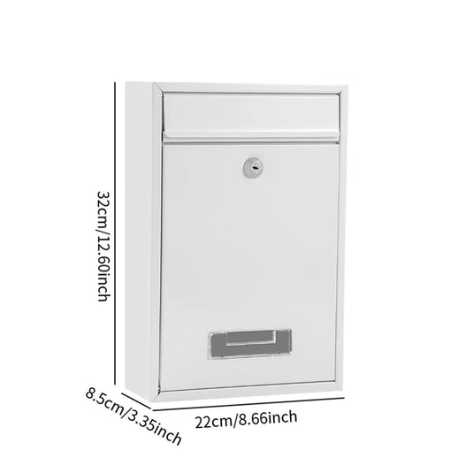 Wall Mounted Mailbox Lockable with 2 Keys Postbox Iron Post Letter Mail Insertion for Outdoor Home Office External Gate Door