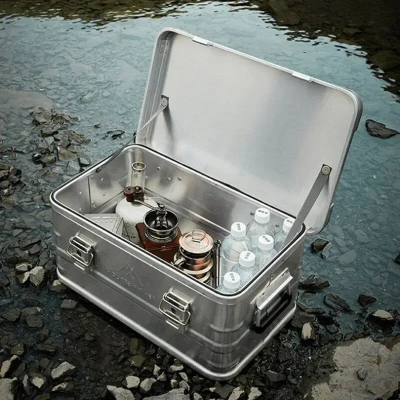 Load image into Gallery viewer, MOUNTAINHIKER Outdoor Storage Box Camping Picnic Travel Aluminum Alloy Large Capacity Box Silver Storage Bag 30-80L

