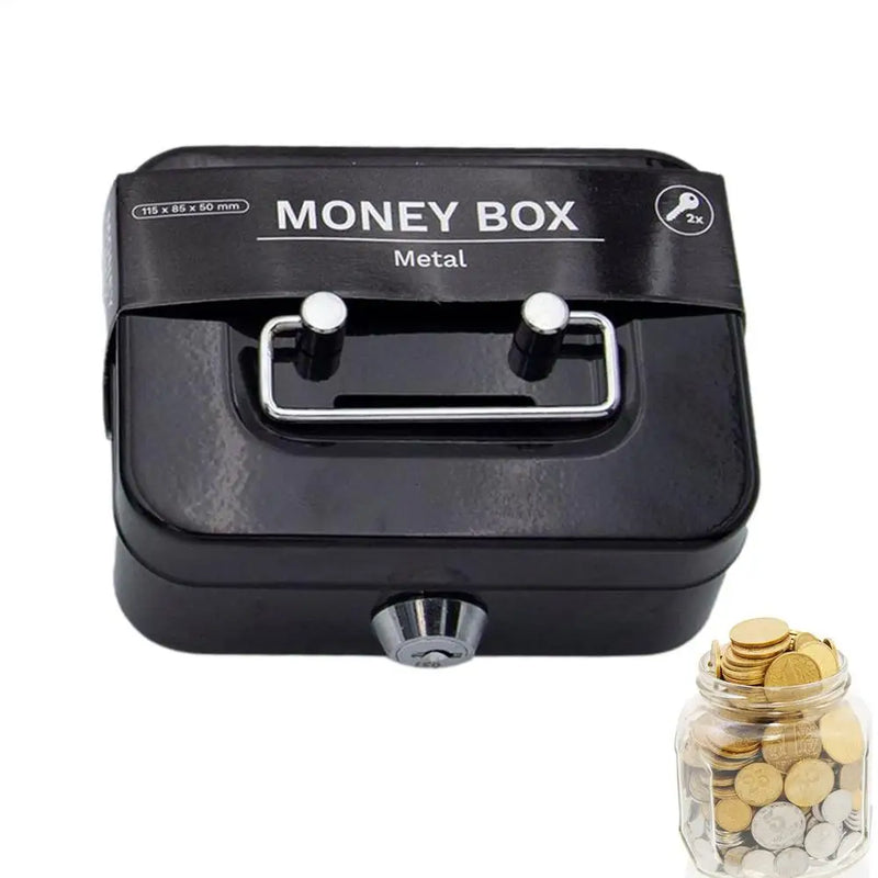 Load image into Gallery viewer, Portable Small Lock Box Security Safe Lock Boxes Mini Metal Cash Box Money Bank Metal Coin Bank Security Box Sturdy Cash Box
