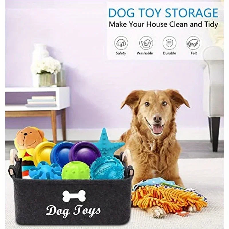 Load image into Gallery viewer, Felt pet toy box, dog toy box, storage basket box - perfect for organizing pets
