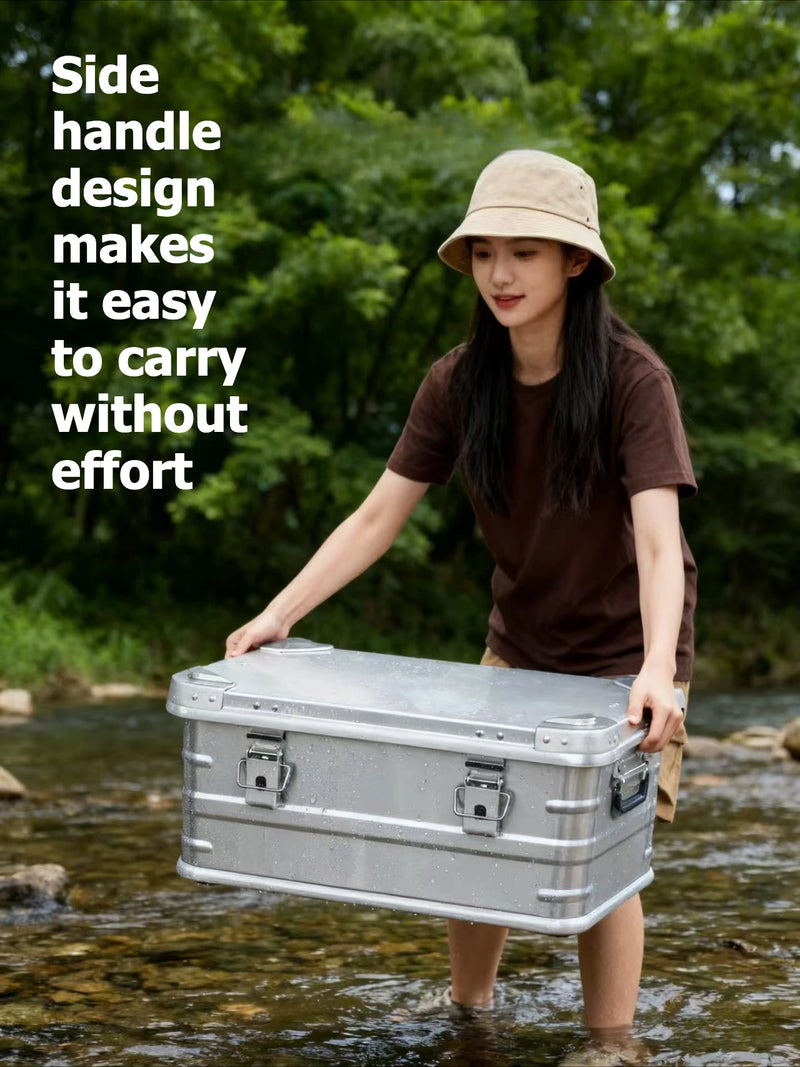 Load image into Gallery viewer, 30L 50L 80L Aluminum Alloy Travel Storage Box Silver Storage Box for Camping Household Car Picnic Travel Camping Outdoor storage
