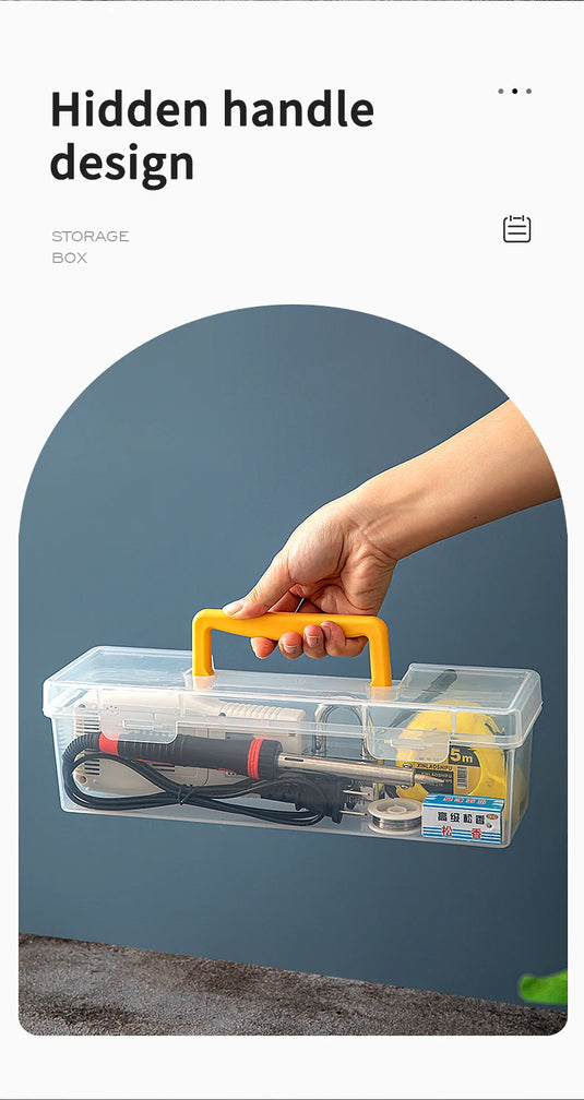 Transparent Handheld Toolbox Portable Large Capacity Thickened Plastic Hardware Tool Storage Box With Handle Tool Organizer Box