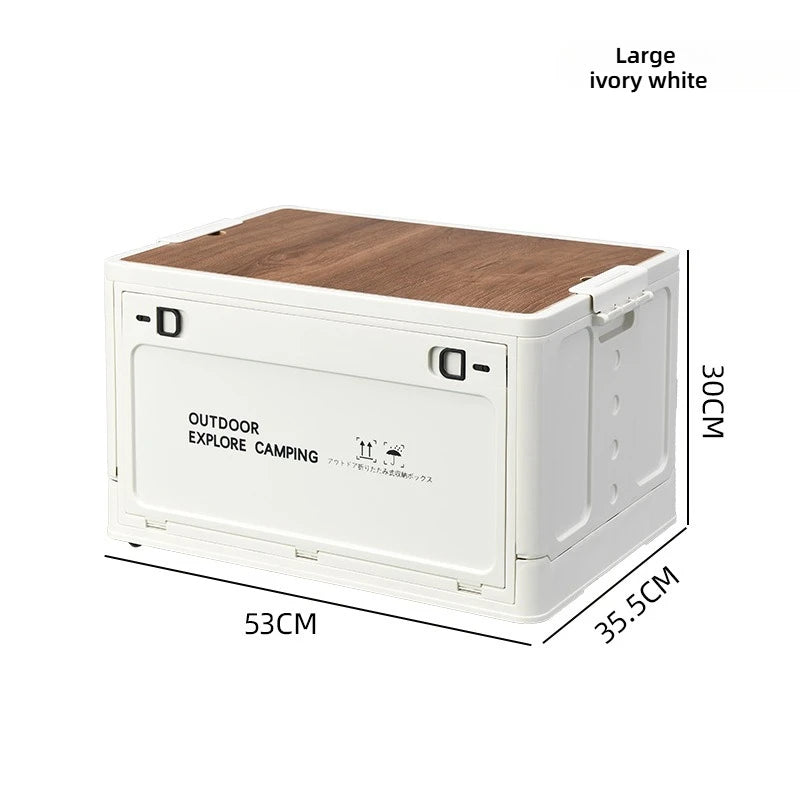 Load image into Gallery viewer, Folding outdoor picnic camping box, wooden-lid storage box, household storage luggage and organization box, car-mounted carrying
