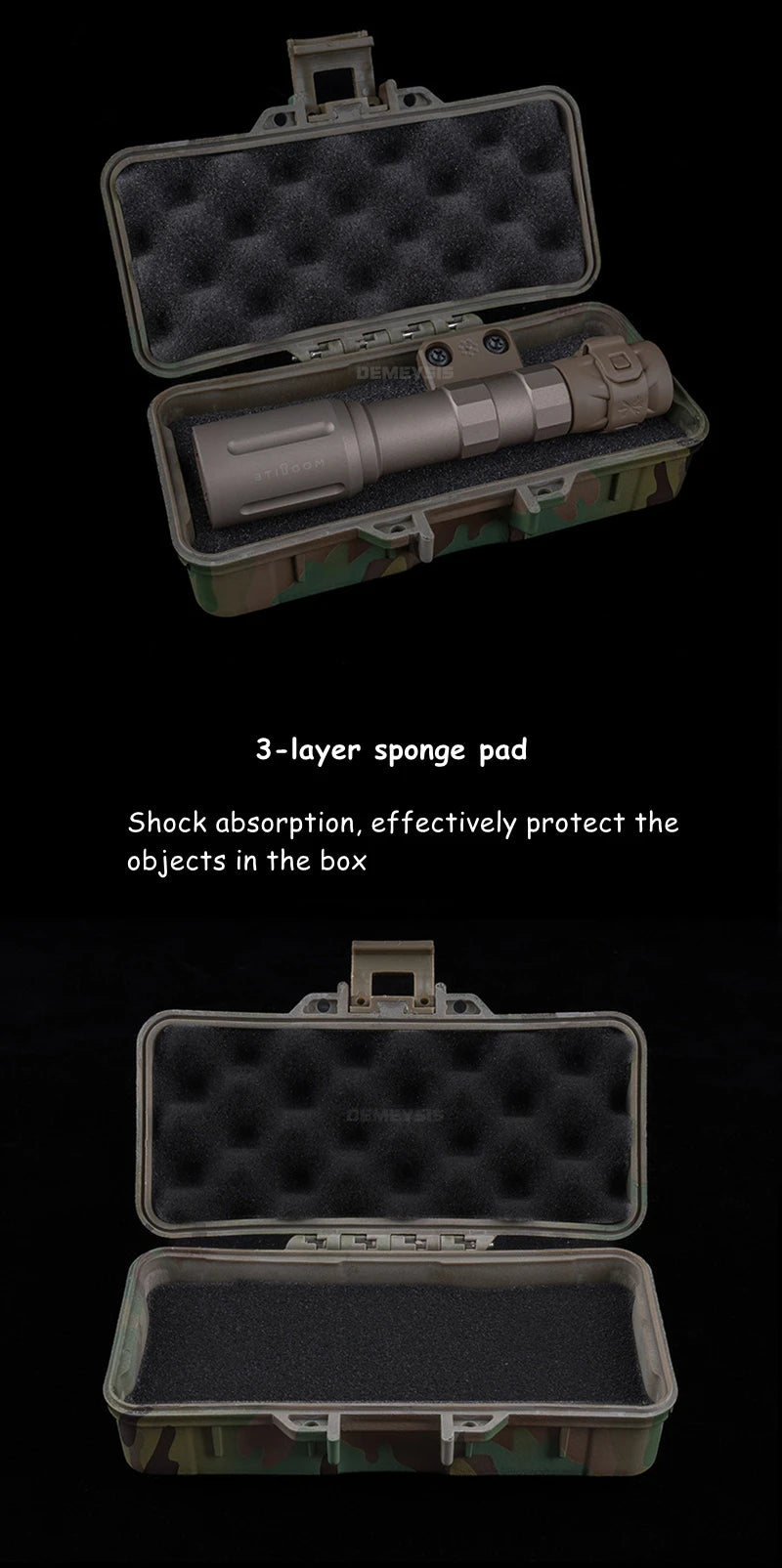 Load image into Gallery viewer, Tactical Flashlight Storage Box Dustproof with Padded Hunting Shooting Toolbox Suitcase Lockable Safety Accessories Case
