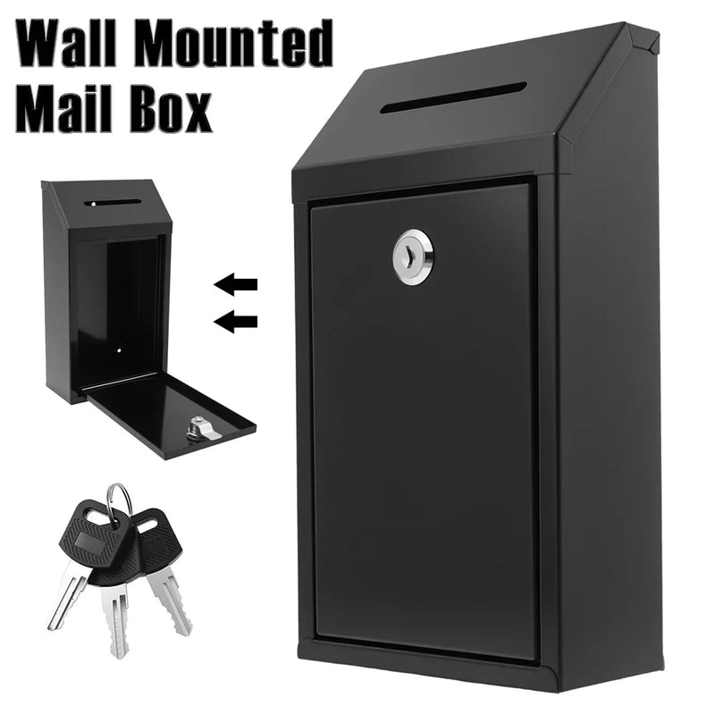 Load image into Gallery viewer, Wall Mounted Mail Box Metal Donation Box with Practical Slot Lock and Key Safe Reliable Cash Drop Box for Home Office Outdoor
