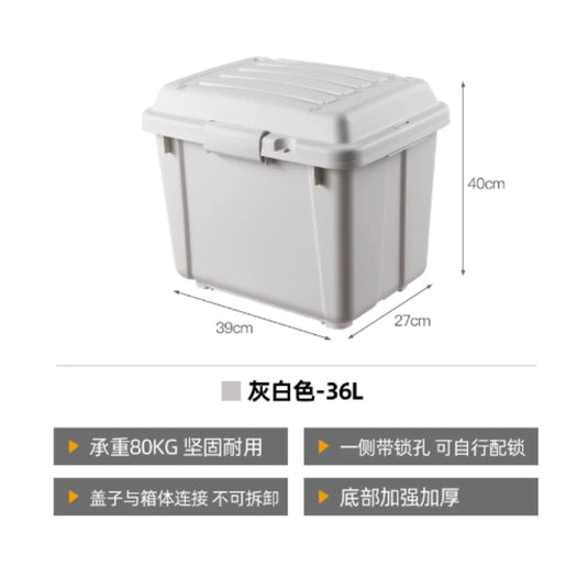 Industrial Storage Box Large Capacity Organizer Box Durable Camping Container with Wheels Heavy-Duty Storage Case Off-White