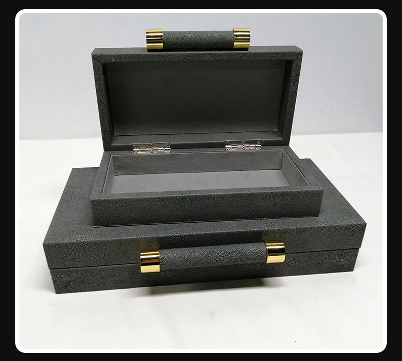 Load image into Gallery viewer, Leather Jewelry Box To Store European Style Wooden Frame Organizer Luxury Jewelry Box Empty No Grid Gift Boxes for Present
