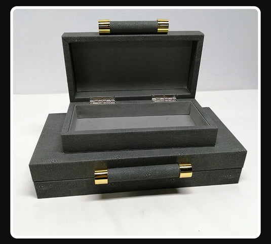 Leather Jewelry Box To Store European Style Wooden Frame Organizer Luxury Jewelry Box Empty No Grid Gift Boxes for Present