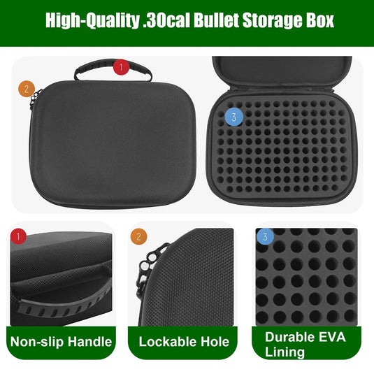 Hunting Tactical Ammo Box 7.62mm Shell Holder Bullet Case 136 Rounds Ammunition Container Rifle Cartridge Carry Storage Box