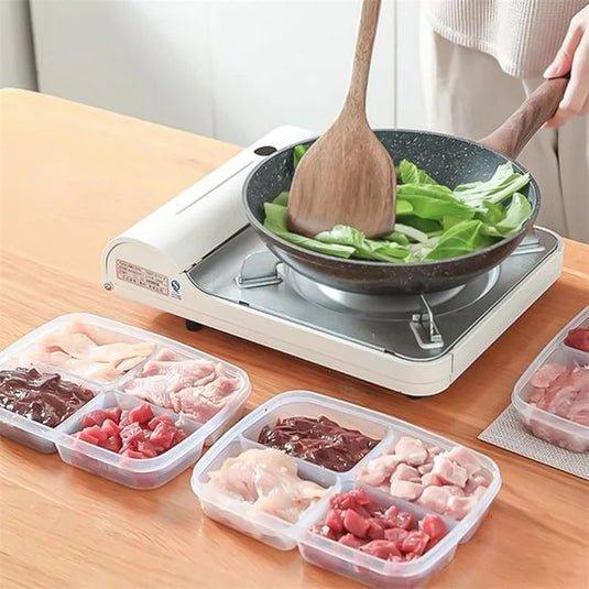 1PCS 4 Grids Food Fruit Storage Box Portable Compartment Refrigerator Freezer Organizers Meat Onion Ginger Container Boxes
