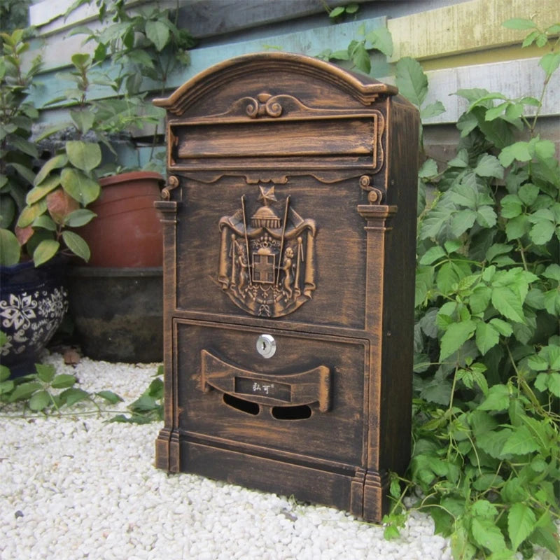 Load image into Gallery viewer, European-Style Villa Letterbox Outdoor Waterproof Mailbox Wall Mount Postbox Retro Suggestion Box with for Key Lock for
