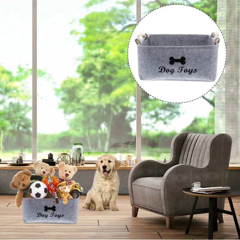 Load image into Gallery viewer, Dog Toy Basket Pet Storage Box Bin Organizer Toys Felt Cat Accessory Container Bins Baskets Accessories Containers Organizing
