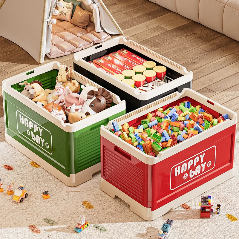 Load image into Gallery viewer, Foldable Toys Storage Box Building Block Organizer Box with Lid Movable Trolley Large Stackable Clothes Snack Storage Boxes
