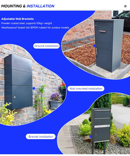 Letter Box Post Office Mailboxes Weatherproof-Parcel-Drop-Box For Residential