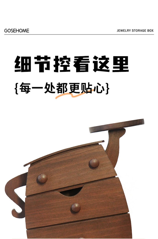 Elegant Wooden Jewelry Box for Rings Necklaces & Earrings High-End Gift for Weddings Housewarmings - Storage Organizer