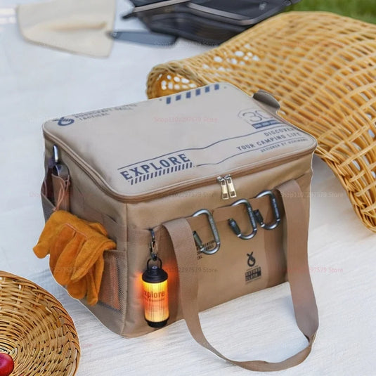 Outdoor folding storage box, picnic camping equipment storage box, tableware and kitchenware storage bag, large capacity