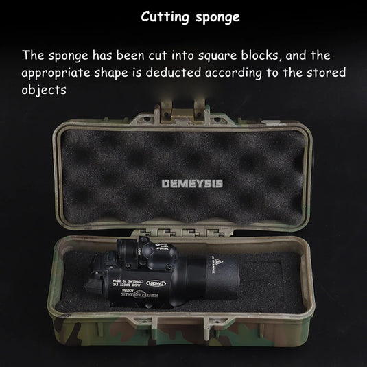 Tactical Flashlight Storage Box Dustproof with Padded Hunting Shooting Toolbox Suitcase Lockable Safety Accessories Case