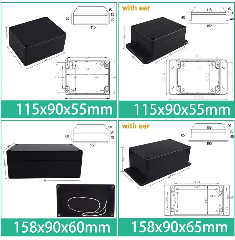 Load image into Gallery viewer, ABS Waterproof Box Housing Electronic Safe Case Plastic Boxes Black Wire Junction Box Plastic Organizer IP67 Waterproof Enclosur

