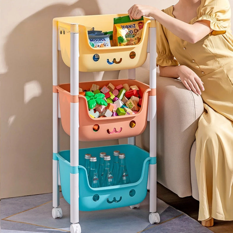 Load image into Gallery viewer, Toy Storage Cart Children's Toy Storage Rack and Shelf Rotating Bookshelf Household Mobile Handcart Living Room Storage Rack
