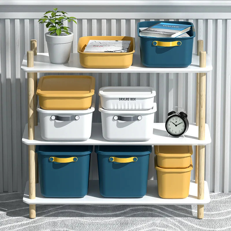 Load image into Gallery viewer, Toy Storage Box with Lid Desktop Plastic Snacks Cosmetics Organizer Basket Dormitory Wardrobe Sundry Pants Clothes Storage Box
