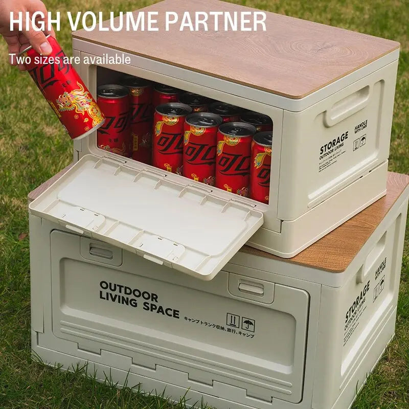 Load image into Gallery viewer, Outdoor Storage Box Camping Folding Box Camping Organizer Car Trunk Wooden Lid Industrial Air Storage Box
