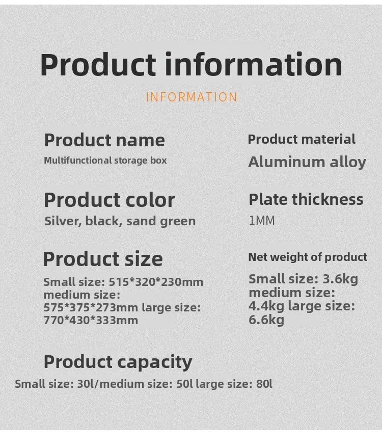 Load image into Gallery viewer, DOTWISE Outdoor Storage Box Camping Picnic Travel Aluminum Alloy Car Organizer Large Capacity Box Amry Green Storage Bag

