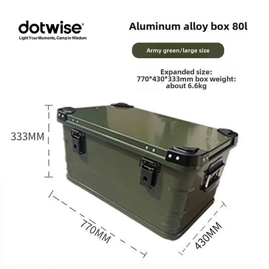 DOTWISE Outdoor Storage Box Camping Picnic Travel Aluminum Alloy Car Organizer Large Capacity Box Amry Green Storage Bag