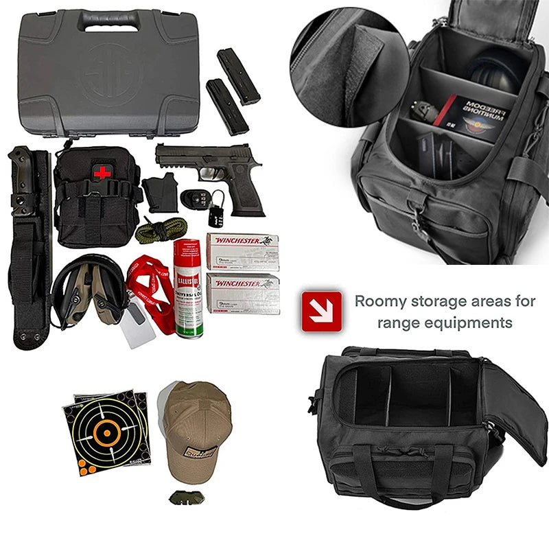 Load image into Gallery viewer, Shooting Range Bag Molle System Outdoor Hunting Accessory Nylon Tactical Gun Case Pack Pistol Tools Shoulder Bag Sniper Black
