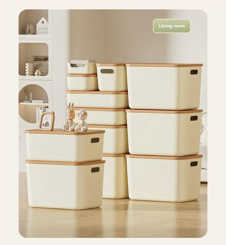 Load image into Gallery viewer, Toy Storage Box with Lid Desktop Plastic Snacks Cosmetics Organizer Basket Dormitory Wardrobe Sundry Pants Clothes Storage Box
