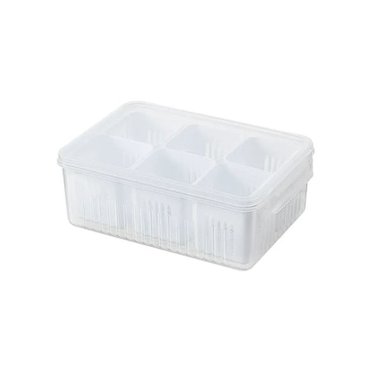 4/6 Grid Food Storage Box with Lids Kitchen Food Meat Onion Ginger Garlic Vegetable Fruit Fresh-keeping Storage Drain Basket Box