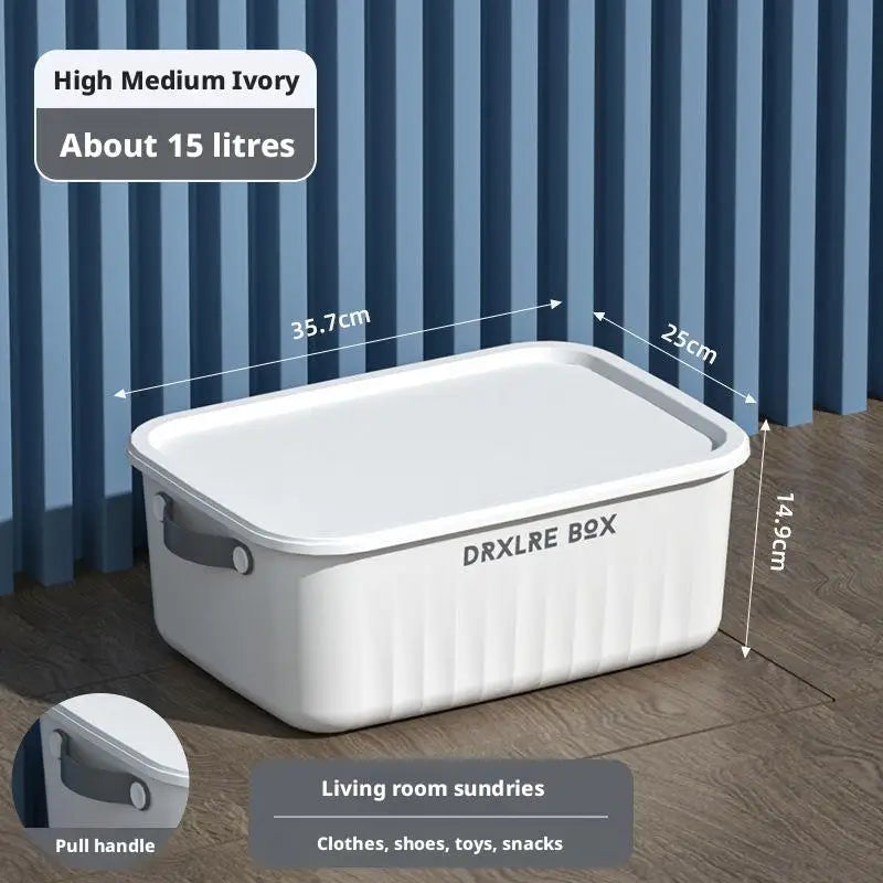 Load image into Gallery viewer, Toy Storage Box with Lid Desktop Plastic Snacks Cosmetics Organizer Basket Dormitory Wardrobe Sundry Pants Clothes Storage Box
