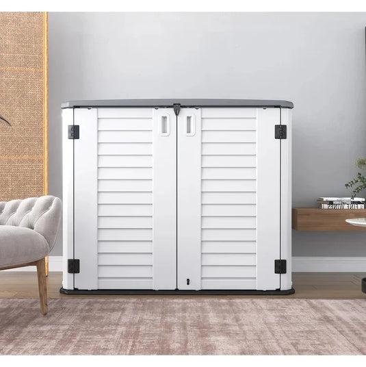 Customizable Modern Outdoor Garden Storage Box Easily Assembled HDPE Material Storage Cabinet Waterproof Rot Proof Wood Frame