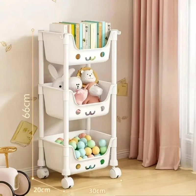 Load image into Gallery viewer, Toy Storage Cart Children's Toy Storage Rack and Shelf Rotating Bookshelf Household Mobile Handcart Living Room Storage Rack
