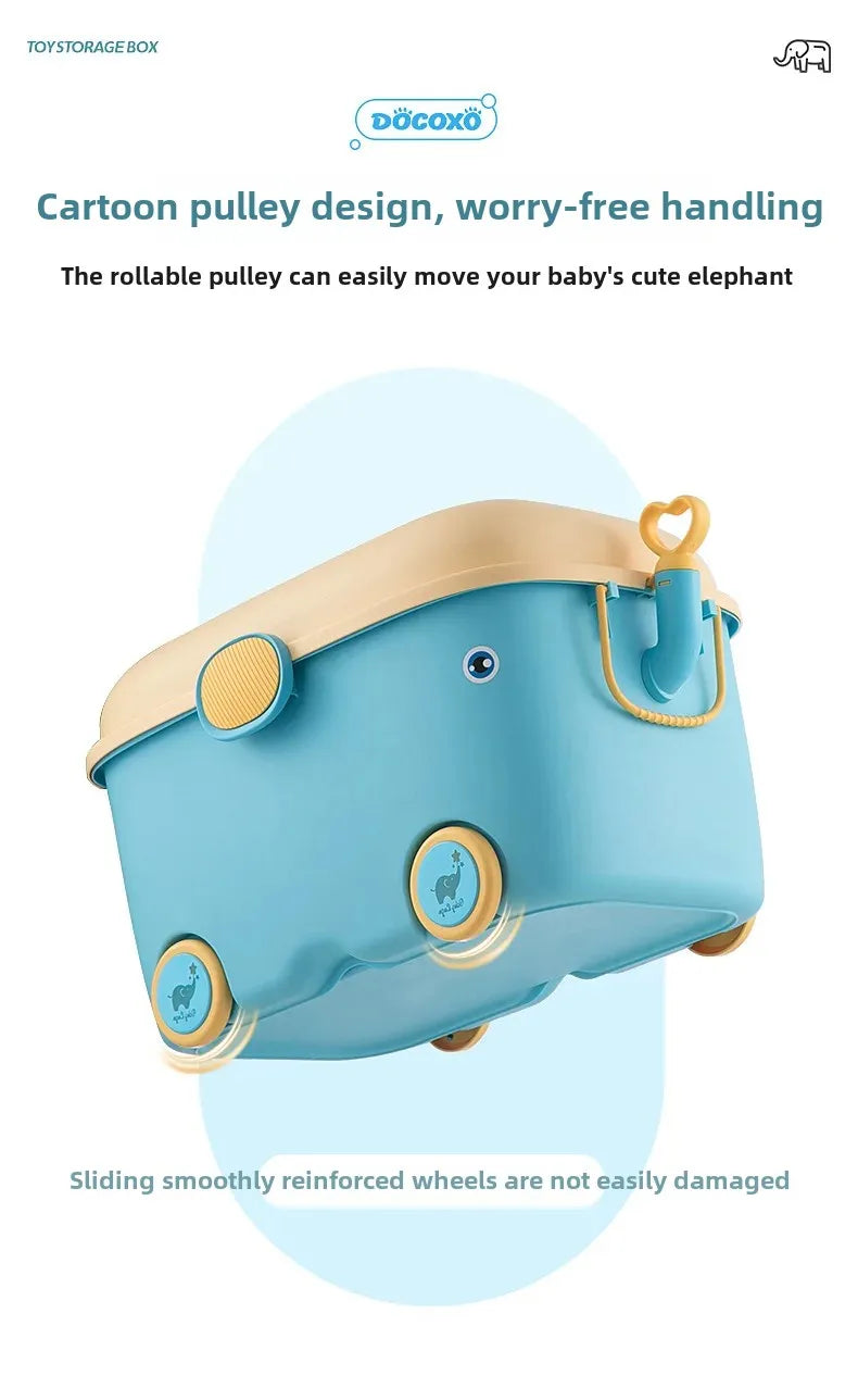 Load image into Gallery viewer, Children's Large Toy Storage Box with Cartoon Design Dustproof PP Bin with Wheels for Clothes &amp; Building Blocks Organization

